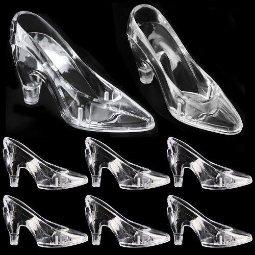 PROLOSO 24 Pcs Mini Plastic Cinderella Slippers High Heel Princess Shoes Glass Slipper Candy Holders for Princess Party Decoration Bridal Shower Baby Shower Wedding Party Favors
