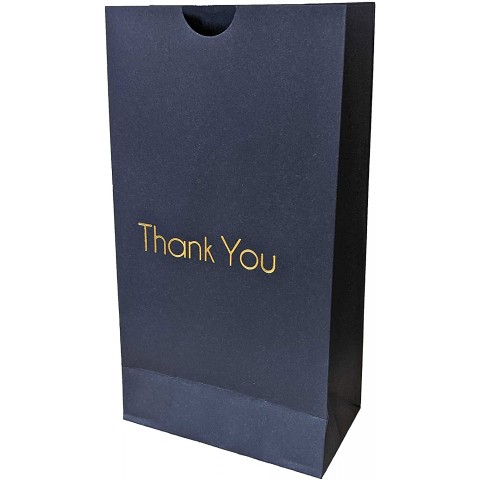 Thank You Black Party Paper Favor Bags with Gold Foil Classy Modern Birthday Wedding    24-Pack 4.75 x 8.75 inches