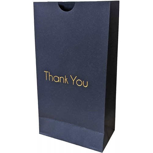 Thank You Black Party Paper Favor Bags with Gold Foil Classy Modern Birthday Wedding    24-Pack 4.75 x 8.75 inches