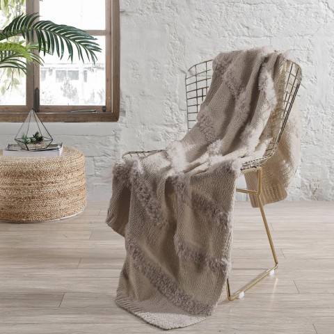 Blankets & Throws| Amrapur Overseas Farrah Beige 50-in x 60-in 2-lb - ZS45872