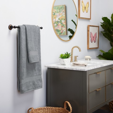 Bathroom Towels| allen + roth Charcoal Cotton Hand Towel - RG72292