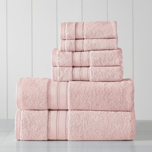 Bathroom Towels| Amrapur Overseas 6-Piece Blush Cotton Bath Towel Set (6pc Spunloft) - RZ12462