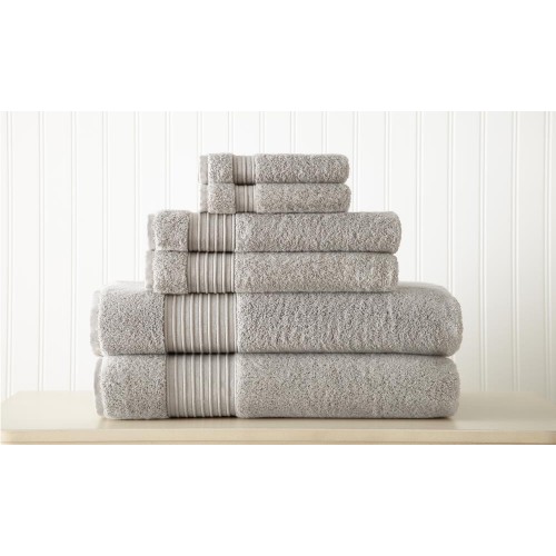 Bathroom Towels| Amrapur Overseas 6-Piece Gray Cotton Bath Towel Set (turkish cotton) - RV21392