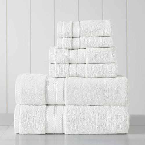 Bathroom Towels| Amrapur Overseas 6-Piece White Cotton Bath Towel Set (6pc Spunloft) - JF42740