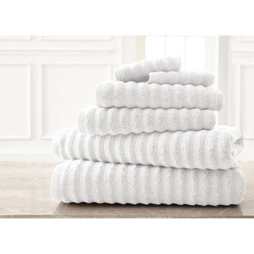 Bathroom Towels| Amrapur Overseas 6-Piece White Cotton Bath Towel Set (wavy) - IZ64835