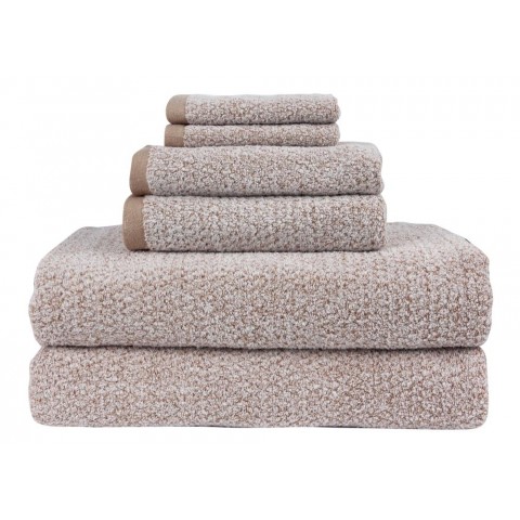 Bathroom Towels| Everplush 6-Piece Khaki (Light Brown) Cotton Bath Towel Set (Diamond Jacquard Towels) - MW87701