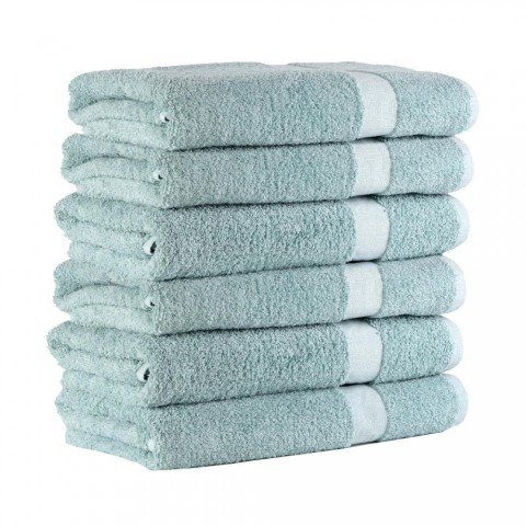 Bathroom Towels| Fibertone 6-Piece Seafoam Cotton Bath Towel Set - ZI49682