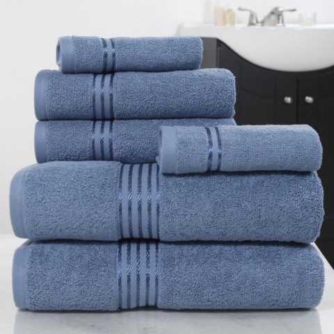 Bathroom Towels| Hastings Home 6-Piece Light Blue Cotton Bath Towel Set (Hastings Home Bath Towels) - WW59064