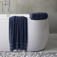 Bathroom Towels| Hastings Home Navy/White Cotton Bath Towel Set (Hastings Home Bath Towels) - OQ28070