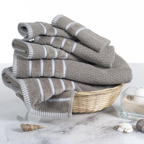 Bathroom Towels| Hastings Home Taupe Cotton Bath Towel Set (Hastings Home Bath Towels) - EP80143