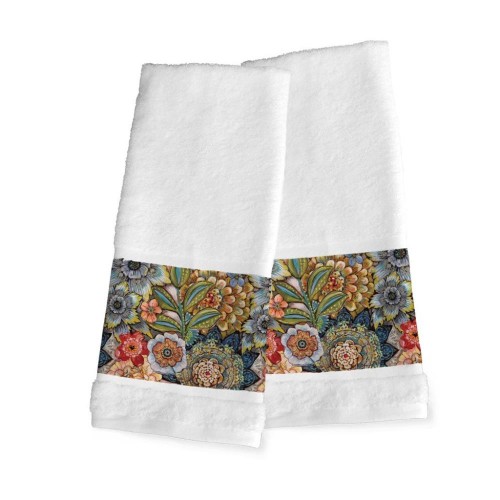 Bathroom Towels| Laural Home 2-Piece Multi Color/Cotton Cotton Hand Towel - QJ00384
