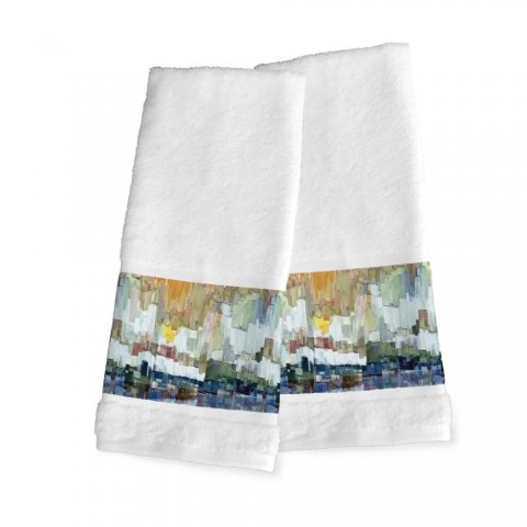 Bathroom Towels| Laural Home 2-Piece White Cotton Hand Towel - DT54892