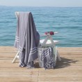 Bathroom Towels| Linum Home Textiles 2-Piece Grey/White Stripes Turkish Cotton Beach Towel (Alara Set) - NS46971