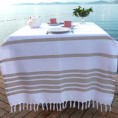 Bathroom Towels| Linum Home Textiles Beige and White Turkish Cotton Beach Towel (Herringbone Beach Towel) - DI07559