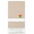 Bathroom Towels| Linum Home Textiles Beige Turkish Cotton Beach Towel (Diamond- Rainbow Heart) - XJ42731