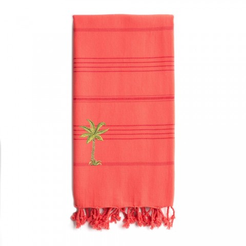 Bathroom Towels| Linum Home Textiles Coral Turkish Cotton Beach Towel (Summer Fun- Palm) - UZ18229
