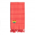 Bathroom Towels| Linum Home Textiles Coral Turkish Cotton Beach Towel (Summer Fun- Rainbow Heart) - LF90479