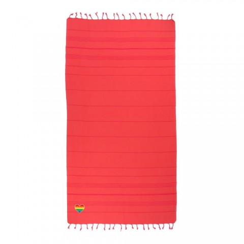 Bathroom Towels| Linum Home Textiles Coral Turkish Cotton Beach Towel (Summer Fun- Rainbow Heart) - LF90479
