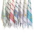Bathroom Towels| Linum Home Textiles Lilac and White Turkish Cotton Beach Towel (Herringbone- Rainbow Heart) - LV71892