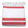 Bathroom Towels| Linum Home Textiles Red and White Turkish Cotton Beach Towel (Herringbone Beach Towel) - ZA00354