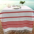 Bathroom Towels| Linum Home Textiles Red and White Turkish Cotton Beach Towel (Herringbone Beach Towel) - ZA00354