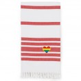 Bathroom Towels| Linum Home Textiles Red and White Turkish Cotton Beach Towel (Herringbone- Rainbow Heart) - GH55462