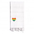 Bathroom Towels| Linum Home Textiles White Turkish Cotton Beach Towel (Summer Fun- Rainbow Heart) - AA87705