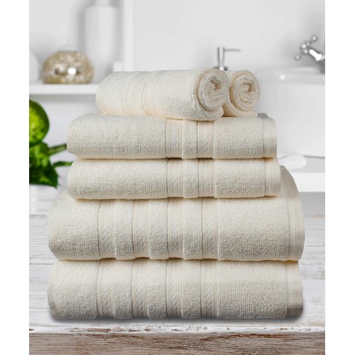 Bathroom Towels| Micro Cotton 6-Piece Ivory Cotton Bath Towel Set (Express) - BN61630