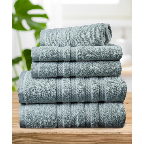 Bathroom Towels| Micro Cotton 6-Piece Slate Blue Cotton Bath Towel Set (Ethicot) - TF73046