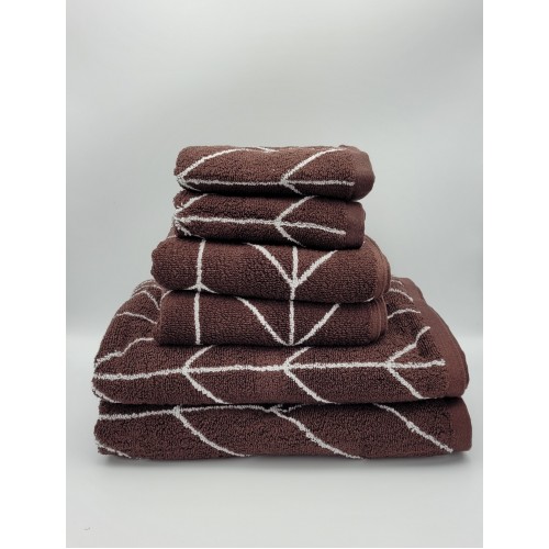 Bathroom Towels| undefined 6-Piece Coffee Cotton Bath Towel Set (Knightsbridge lines) - CU50679