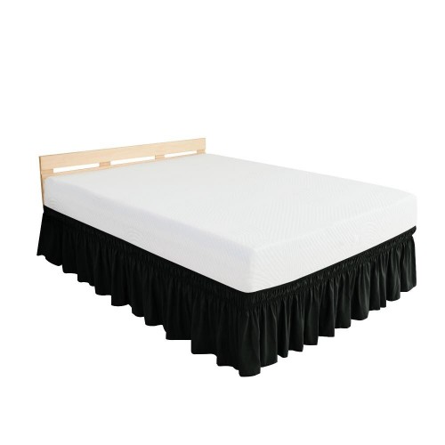 Bed Skirts| Subrtex Elegant Soft Replaceable Wrap Around Ruffled Bed Skirt(Full, Black) - XK19244