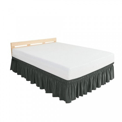 Bed Skirts| Subrtex Elegant Soft Replaceable Wrap Around Ruffled Bed Skirt(Twin, Gray) - IG06829