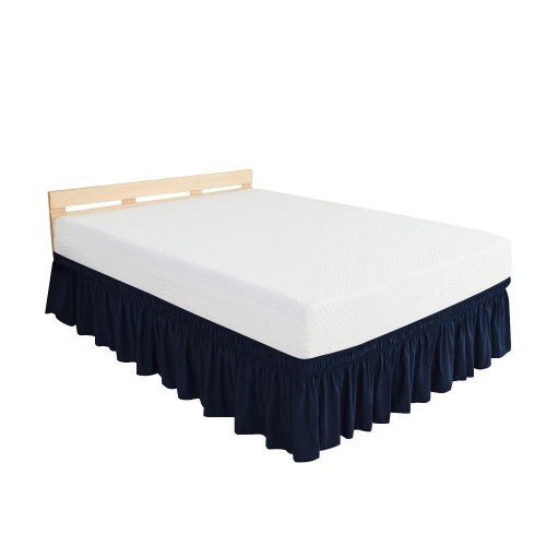 Bed Skirts| Subrtex Elegant Soft Replaceable Wrap Around Ruffled Bed Skirt(Twin, Navy) - AZ02077