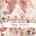 178 Pcs Birthday Party Decoration Birthday Party Set Glitter Tablecloth Banner Sash Rhinestone Tiara Party Backdrop Cake Topper Plates Cups Tassel Curtains for Girl Women 25 Guest More Rose Gold