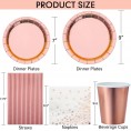 178 Pcs Birthday Party Decoration Birthday Party Set Glitter Tablecloth Banner Sash Rhinestone Tiara Party Backdrop Cake Topper Plates Cups Tassel Curtains for Girl Women 25 Guest More Rose Gold