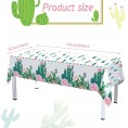 3 Pieces Floral Cactus Tablecloth 108 x 54 Inch Watercolor Plastic Table Cover Disposable Rectangular Table Cloths Waterproof Mexican Fiesta Cactus Party Decorations for Birthday Party Supply
