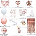 Bachelorette Party Decorations Rose Gold Bridal Shower Party Decor and Supplies Kit Bride To Be Sash Veil Temporary Tattoos Confetti Balloons Pack Fringe Curtain.