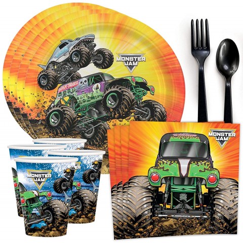 BirthdayExpress Monster Jam Grave Digger Tableware Party Pack for 8 Guests Multicolor One Size