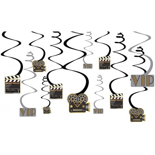 Lights! Camera! Action! Value Pack Party Foil Swirl Hanging Decorating Kit