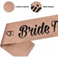Lseeu Bachelorette Party Sparkle Decorations Kit Rose Gold Sash Tiara and Glitter Banner for Bride to Be | White Veil and Bride Tribe Tattoos Lseeu9301