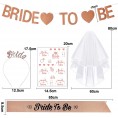 Lseeu Bachelorette Party Sparkle Decorations Kit Rose Gold Sash Tiara and Glitter Banner for Bride to Be | White Veil and Bride Tribe Tattoos Lseeu9301