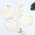 Marble Gold Foil Round Plate Party Pack,Party Tableware Supplies Plates Napkins and Cups Sets for Girls Women Party Supplies Baby Bridal Shower,Serves 16 Guests