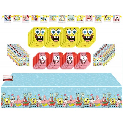 Multiple Brands Spongebob Squarepants Premium Deluxe Birthday Party Supplies Jumbo Bundle Pack for 16 Guests Plus Party Planning Checklist by Mikes Super Store Multi Color