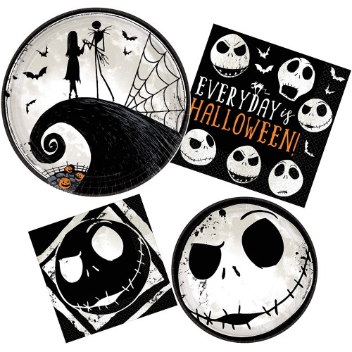 Nightmare Before Christmas Halloween Party Supply Pack! Kit Includes Paper Plates and Napkins for 8 Guests