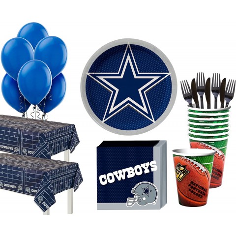 Party City Dallas Cowboys Super Party Supplies for 36 Guests Include Plates Napkins Table Covers and Balloons