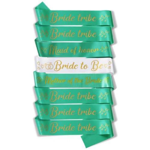 Party to Be Set of 8 PCS Bridal Shower Sash Bride to Be Maid of Honor Team Bride Bridesmaid Bride Tribe Sash Set Hen Night Bachelorette Party Wedding Decorations Mint Green