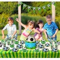 Soccer Party Supplies Sports Theme Party Pack Including Plates Cups Napkins Spoons Knives Forks Invitation Cards Tablecloth Banner Gift Bags and Balloons 307Pcs Serves 24