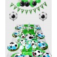 Soccer Party Supplies Sports Theme Party Pack Including Plates Cups Napkins Spoons Knives Forks Invitation Cards Tablecloth Banner Gift Bags and Balloons 307Pcs Serves 24