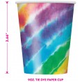 Tie Dye Rainbow Dessert Party Pack Plates Napkins Cups and Table Cover for Beach Bum 60's and Hippie Theme Parties Serves 16