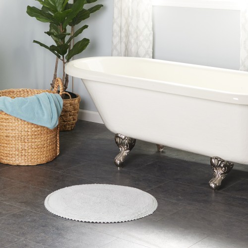 Bathroom Rugs & Mats| allen + roth 24-in x 24-in Light Gray Cotton Bath Mat - RQ76613